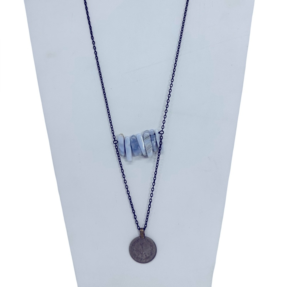 Handmade one-of-a-kind Chicago artist, spike lace, agate, coin Pakistan, NWT